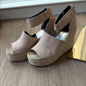 Dolce Vita Taupe Suede Espadrille Platform Wedge Sandals